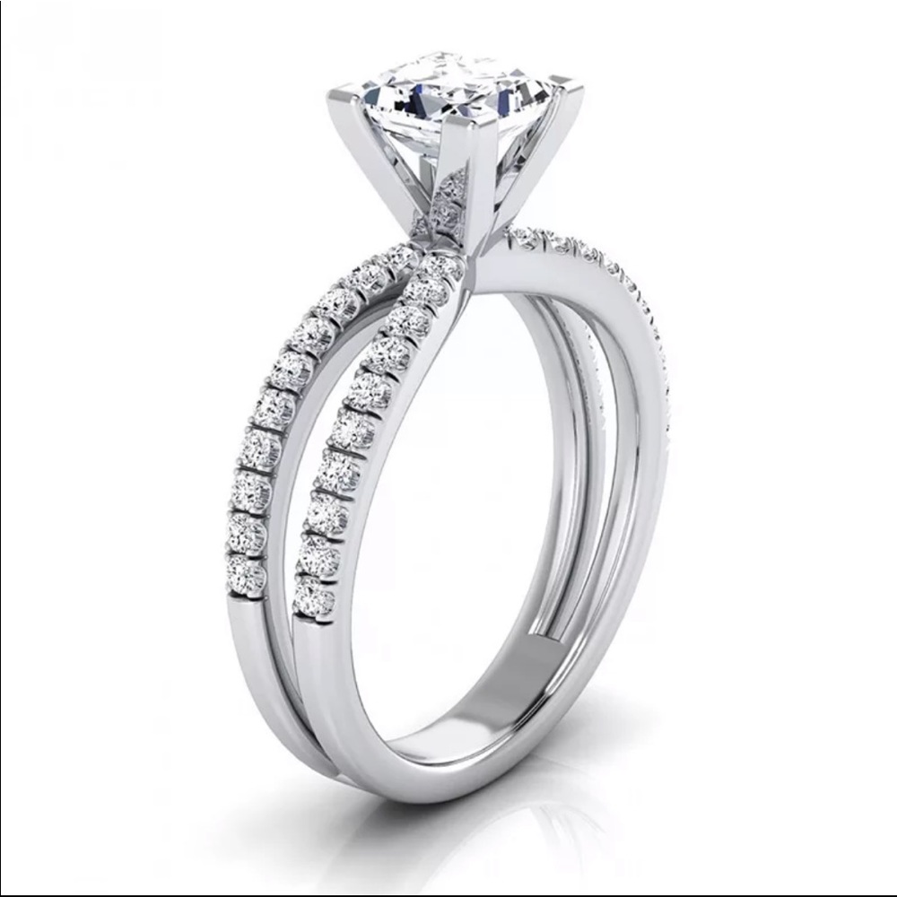 New Women’s 925 Silver Square Cut Diamond Ring 💍 - Picture 1 of 2